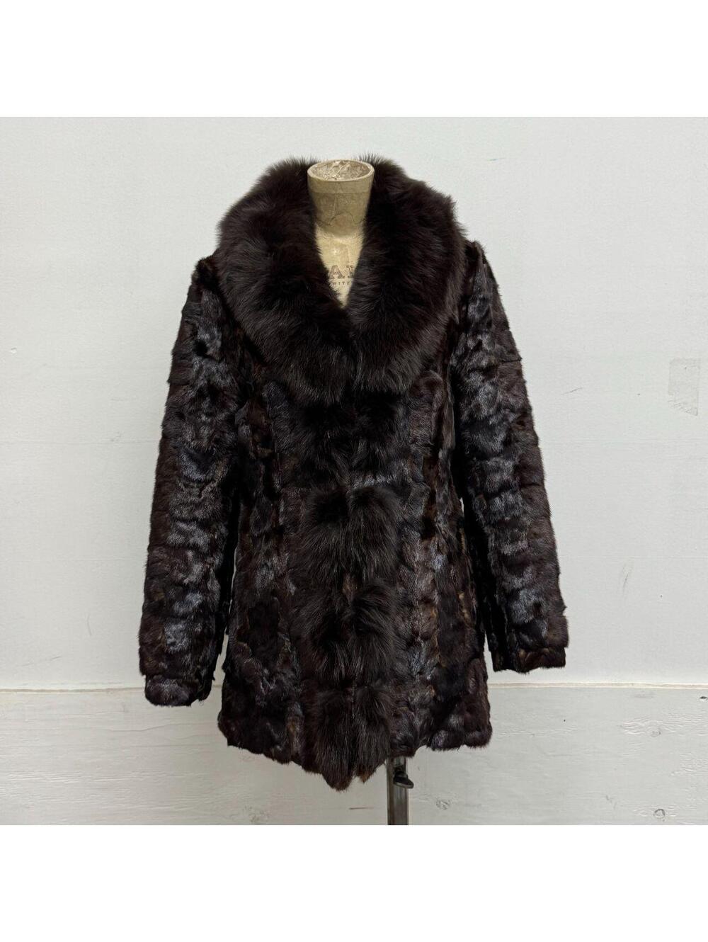 Vintage Y2K Brown Rabbit & Fox Fur Afghan Penny Lane Jacket Coat